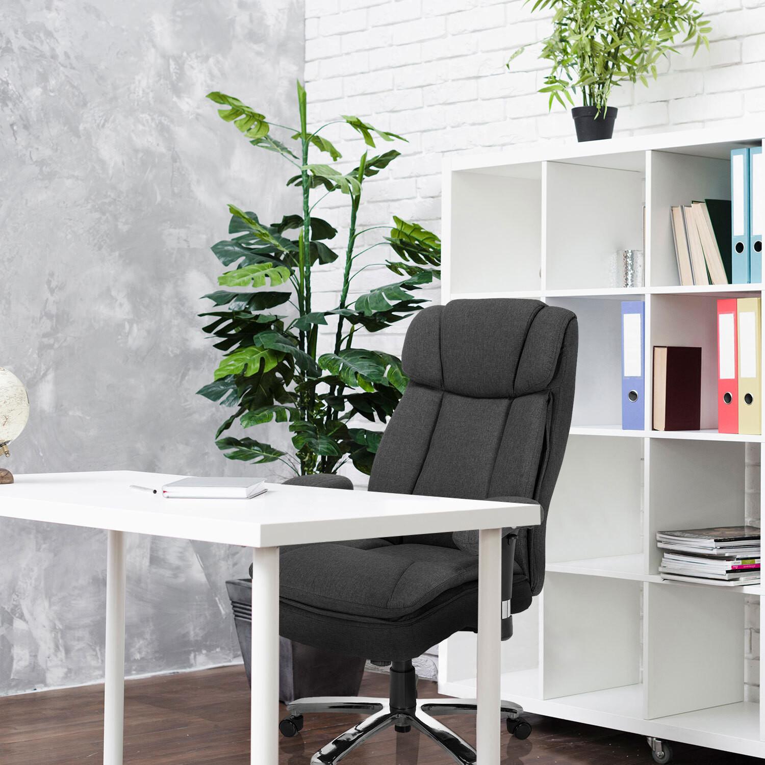Chefsessel Builder XXL I Dunkelgrau - Dunkelgrau/Silberfarben, MODERN, Kunststoff/Textil (76/123/81cm) - MID.YOU