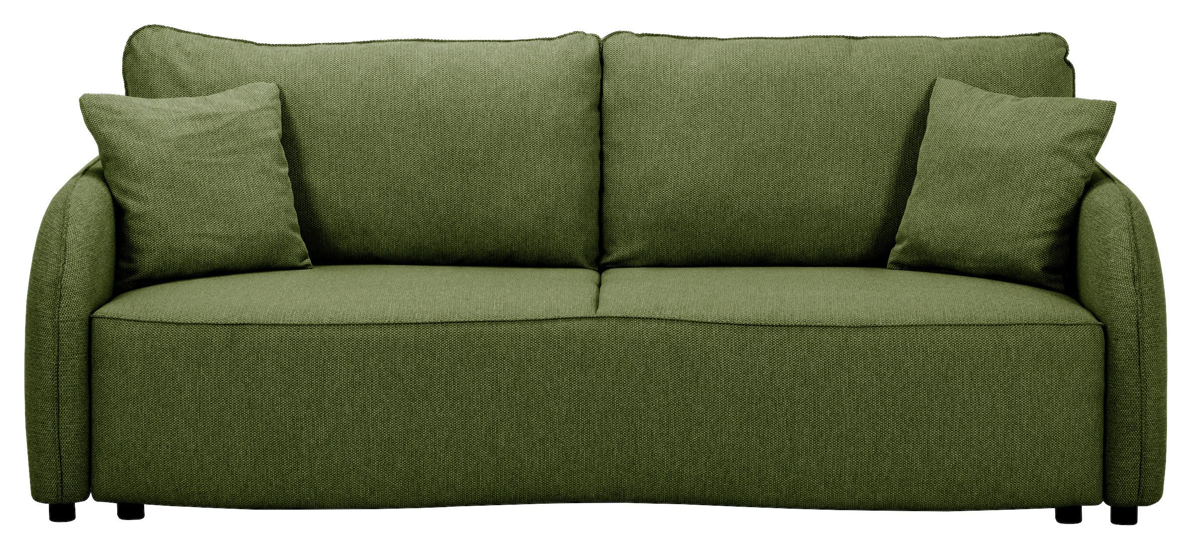 3-Sitzer-Sofa Bari mit Schlaffunktion & Bettkasten - Schwarz/Olivgrün, Basics, Textil (215/89/100cm) - P & B
