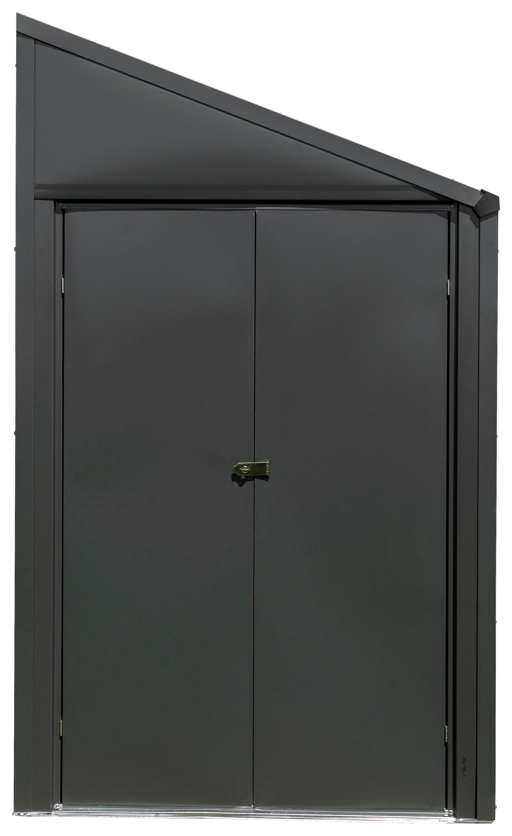 Gerätehaus mit Pultdach 203x208x124 cm - Grau, Basics, Metall (203/208/124cm)