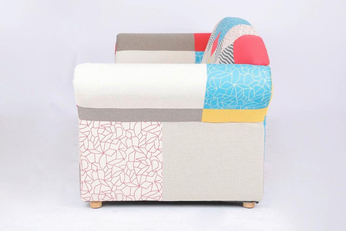 3-Sitzer Loretta ca.204x83x85 cm - Hellbraun/Weiß Hochglanz, Basics, Holz/Textil (204/83/85cm)