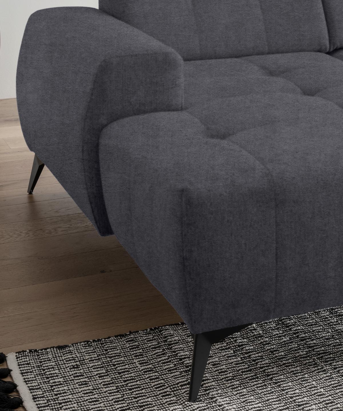 Ecksofa mit USB Anschluss Sano, Anthrazit, S: 180x258 cm - Anthrazit/Schwarz, MODERN, Textil (180/258cm) - Livetastic