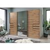 Schwebetürenschrank Saigon - Klar/Eichefarben, MODERN, Glas/Holzwerkstoff (270/208/64cm) - MID.YOU