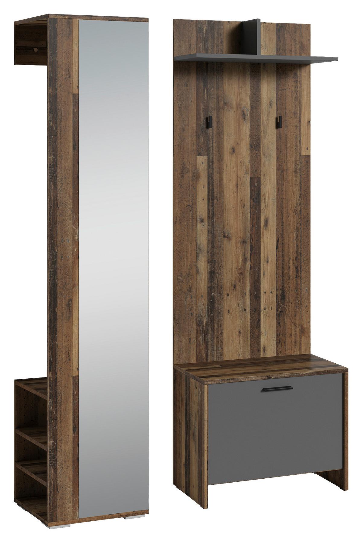 Garderobe Ben Alteiche/ Anthrazit B: 40 cm - Alteiche/Anthrazit, Design, Holzwerkstoff (40/184/35cm) - MID.YOU
