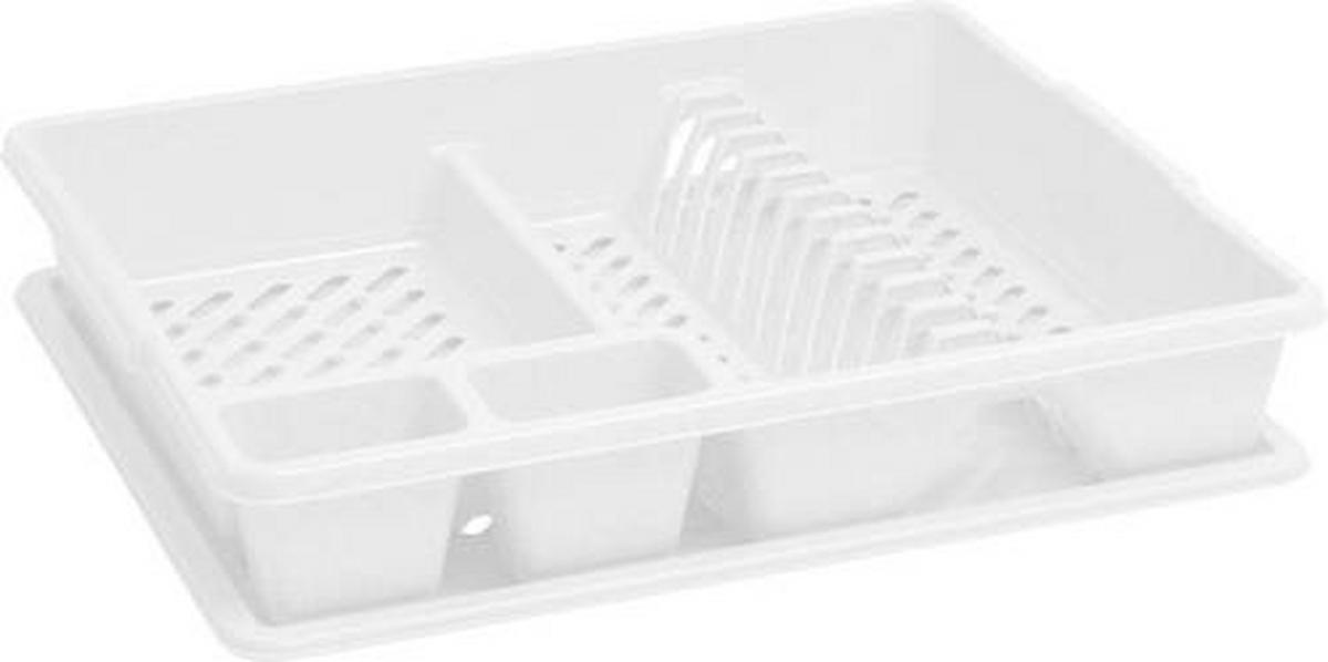 odkvapávač na riad DISH DRAINER + TRAY - biela, Basics, plast (38/8,8/45cm) - Curver