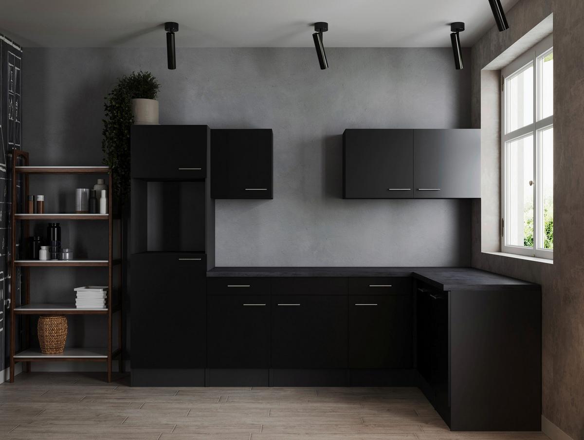 Eckküche Oliver Grau, Schwarz S: 280x172 Cm - Schwarz/Grau, Design, Holzwerkstoff (280/172cm) - Respekta