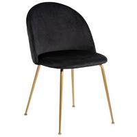 Polsterstuhl Louise Schwarz Gepolstert - Messingfarben/Goldfarben, KONVENTIONELL, Textil/Metall (49,5/80,5/54cm) - Livetastic