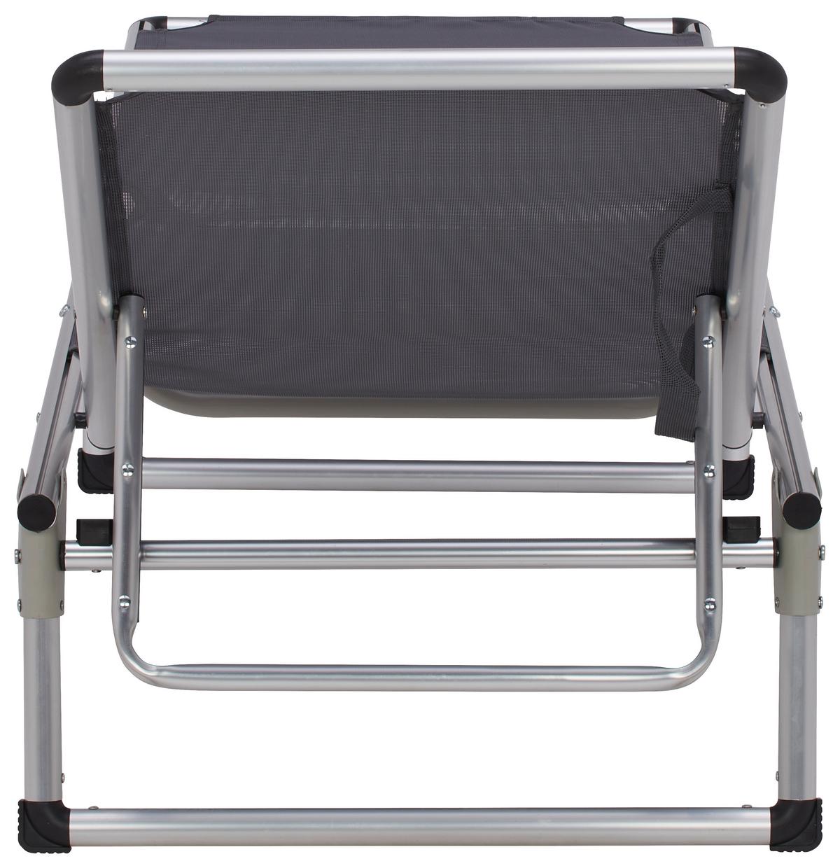 Dreibeinliege Leni Aluminium, Textilene - Anthrazit/Alufarben, MODERN, Textil/Metall (186/25/56cm) - Ondega
