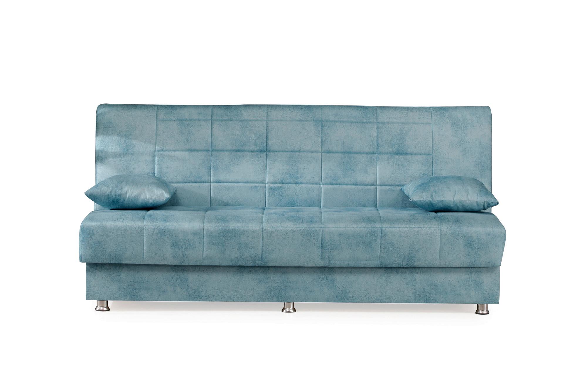 3-Sitzer-Sofa Hamilton Mit Schlaffunktion Hellblau - Chromfarben/Hellblau, Design, Textil (190/87/87cm) - Livetastic
