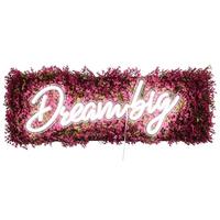 Dekorační tabule DREAM BIG - bílá/pink, kompozitní dřevo/plast (62/24/5cm) - Mömax