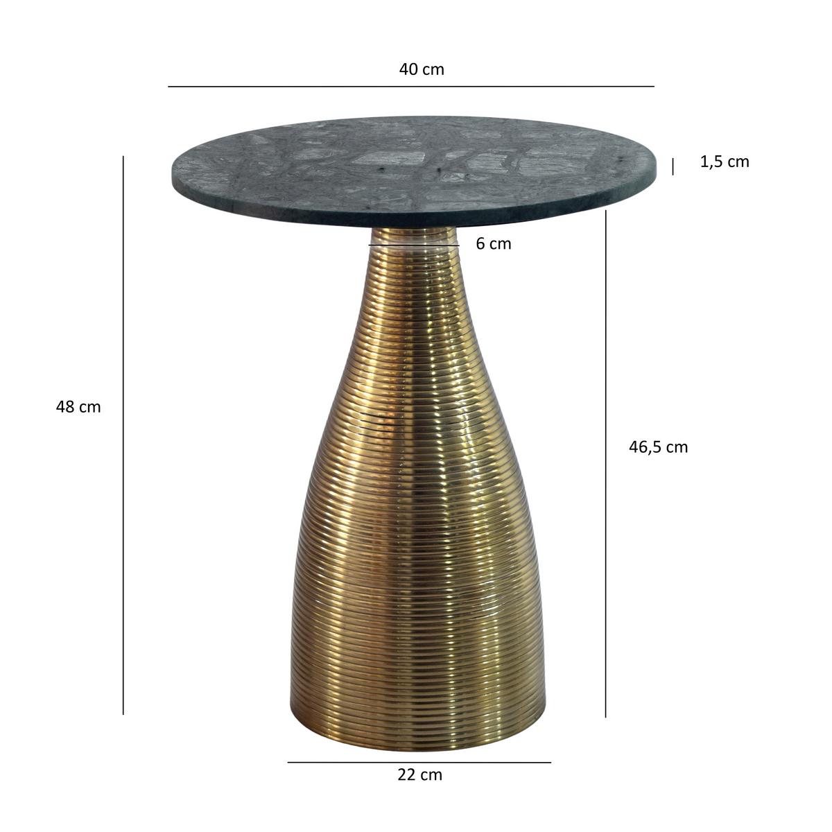 BEISTELLTISCH Grün L: 40cm - Goldfarben/Grün, Design, Stein/Metall (40/40/48cm) - Livetastic