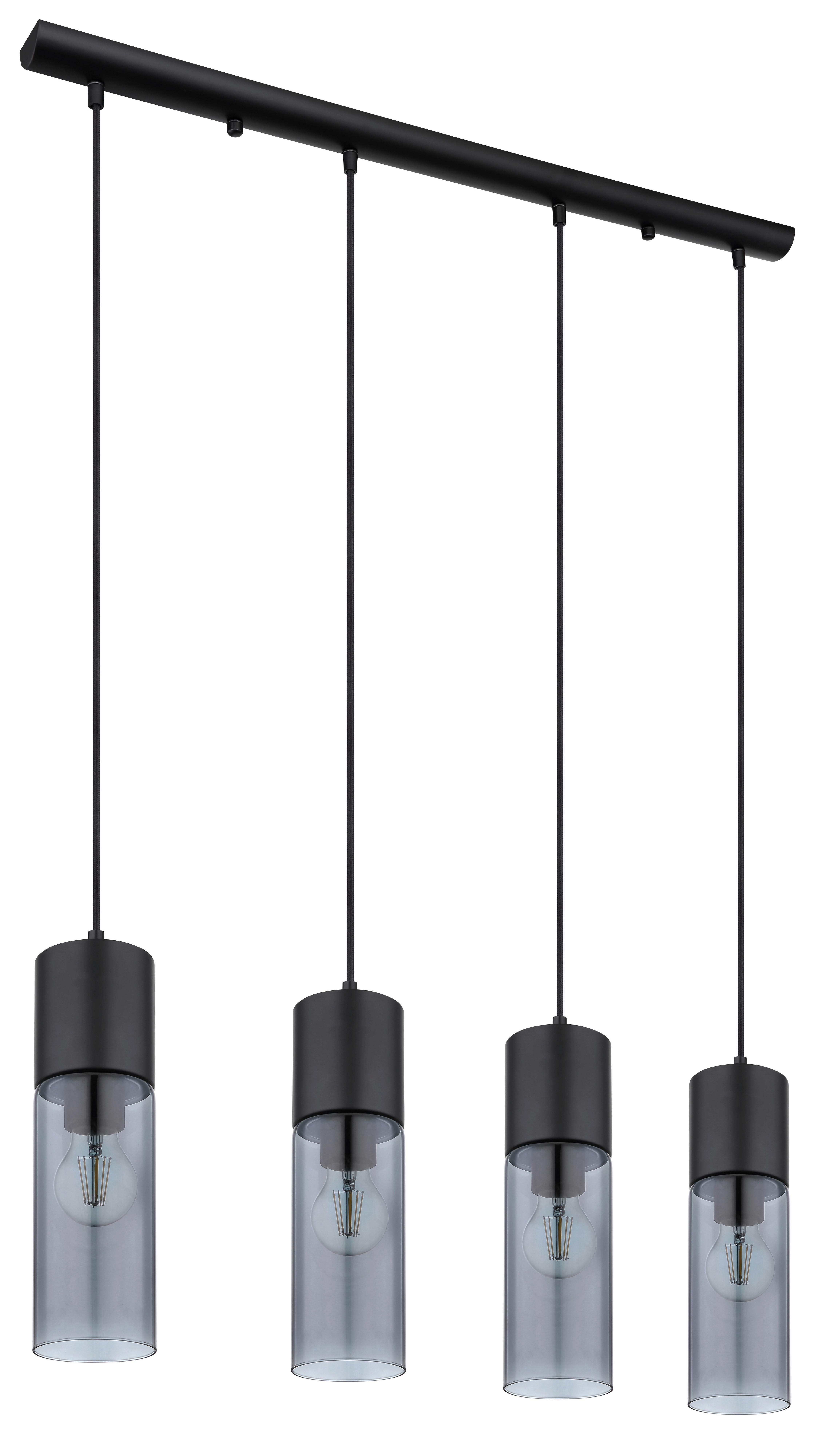 Hängeleuchte Nopä - Schwarz, KONVENTIONELL, Glas/Metall (80/9/156cm)
