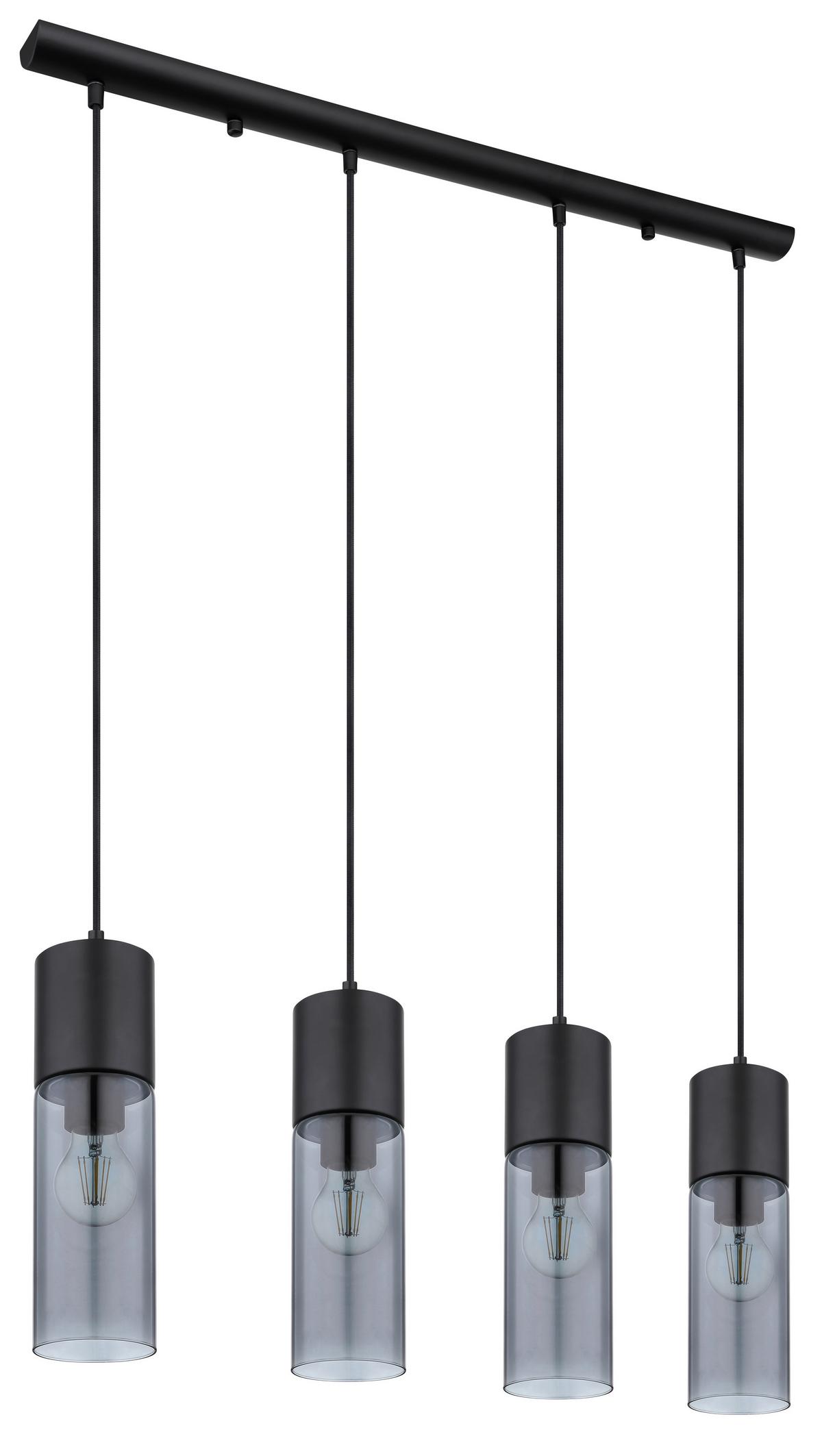 Hängeleuchte Nopä - Schwarz, KONVENTIONELL, Glas/Metall (80/9/156cm)