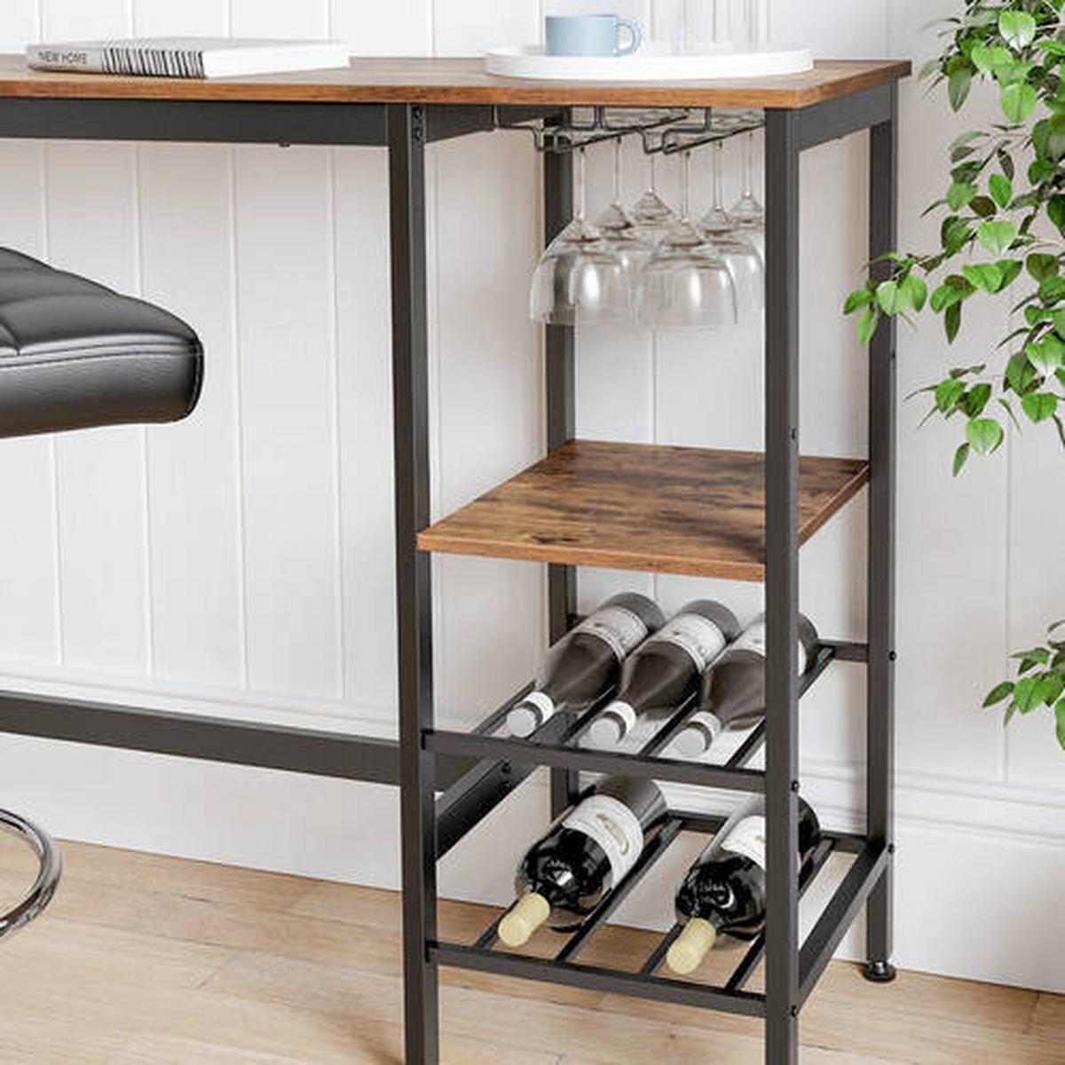 Bartisch Vasagle 110x40x90 cm Dunkelbraun, Schwarz - Dunkelbraun/Schwarz, Trend, Holzwerkstoff/Metall (110/40/90cm) - Boxxx