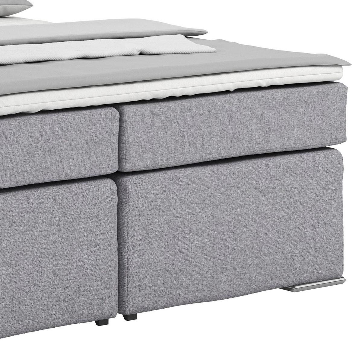 Posteľ Boxspring NERO PL: 160/200 cm, sivá - sivohnedá/svetlosivá, Konventionell, kov/textil (160/200cm)