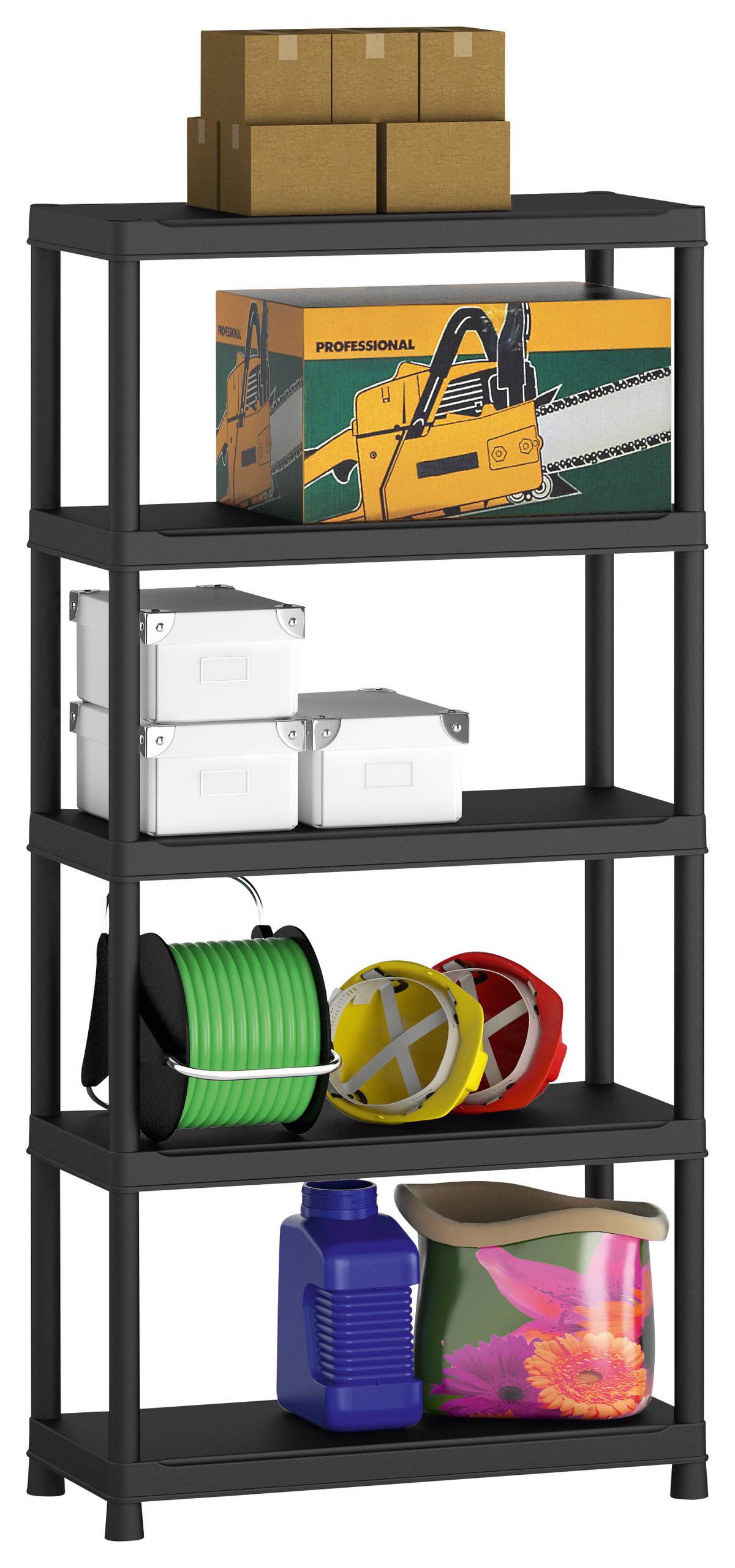 Plastový regál PLUS 90 - antracitová, Konvenční, plast (90/182/40cm)