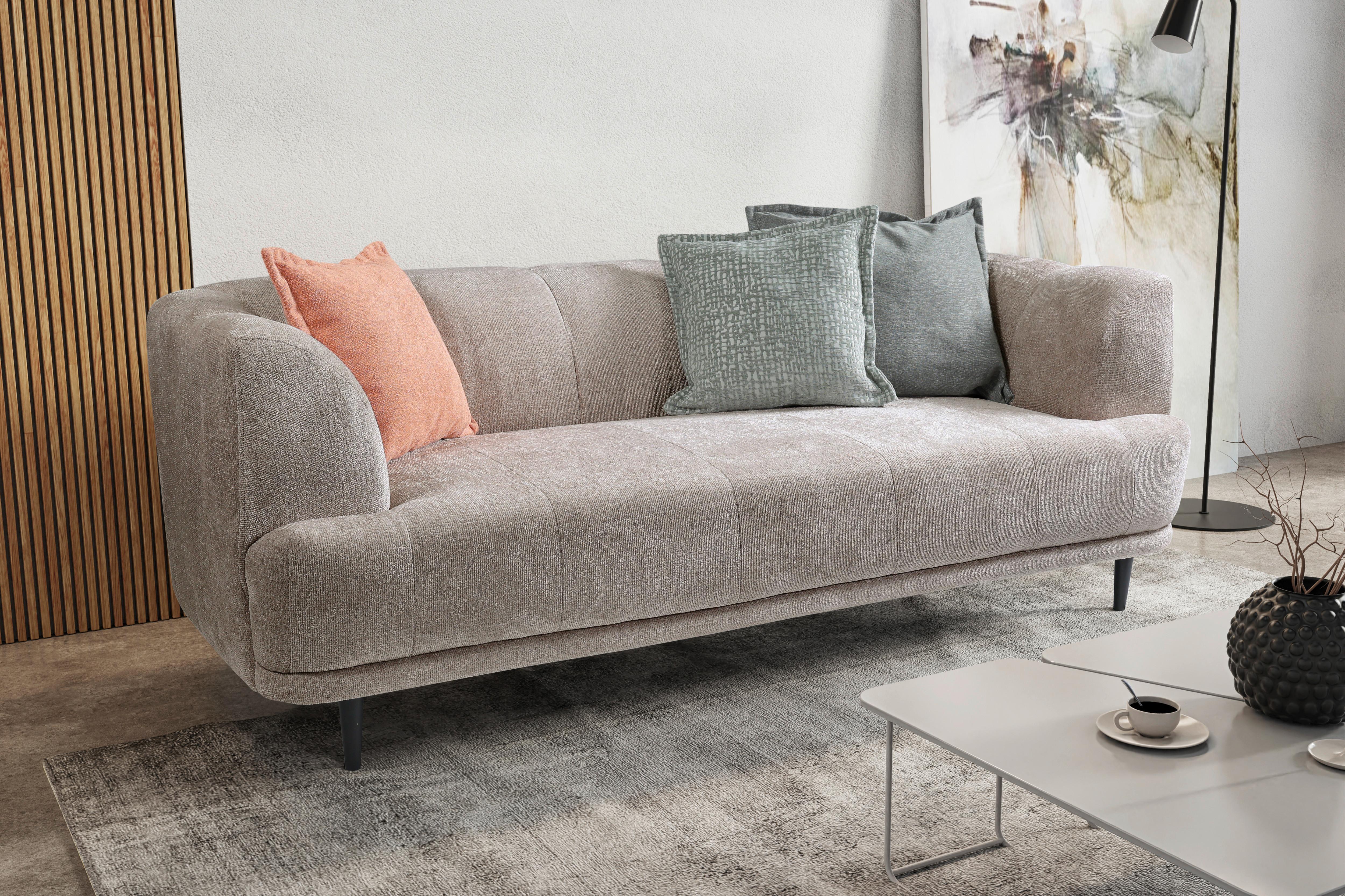 3-sitzer-sofa Lou Taupe/schwarz, 226 Cm - Taupe/Schwarz, Design, Textil (226/77/106cm) - MID.YOU