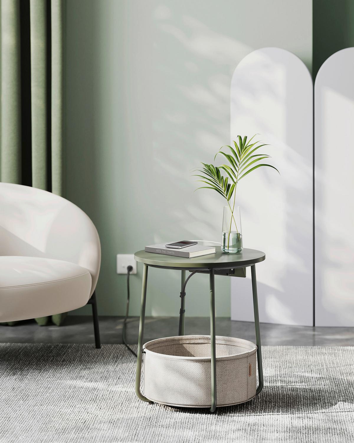 PRÍRUČNÝ STOLÍK ECO - čierna/zelená, Trend, kov/kompozitné drevo (45/50/45cm) - MID.YOU