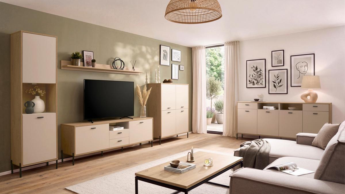 Sideboard Fredericia Eichefarben Kaschmir B: 205 cm - Kaschmir/Eichefarben, Design, Holzwerkstoff (205/94/40cm) - MID.YOU