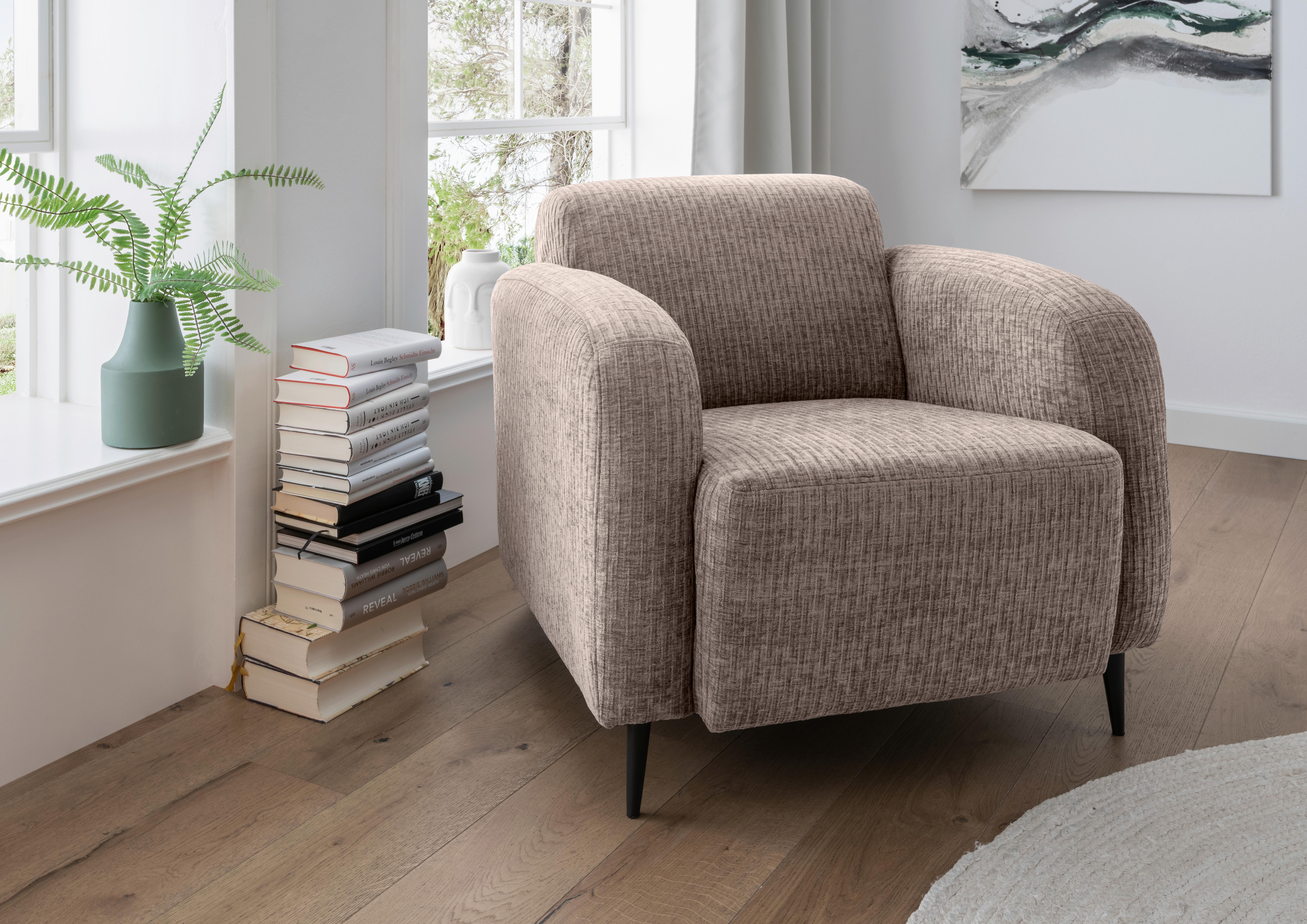 Polstersessel mit Armlehnen Marone, Beige, B: 85 cm - Beige/Schwarz, MODERN, Textil (85/76/90cm) - Livetastic