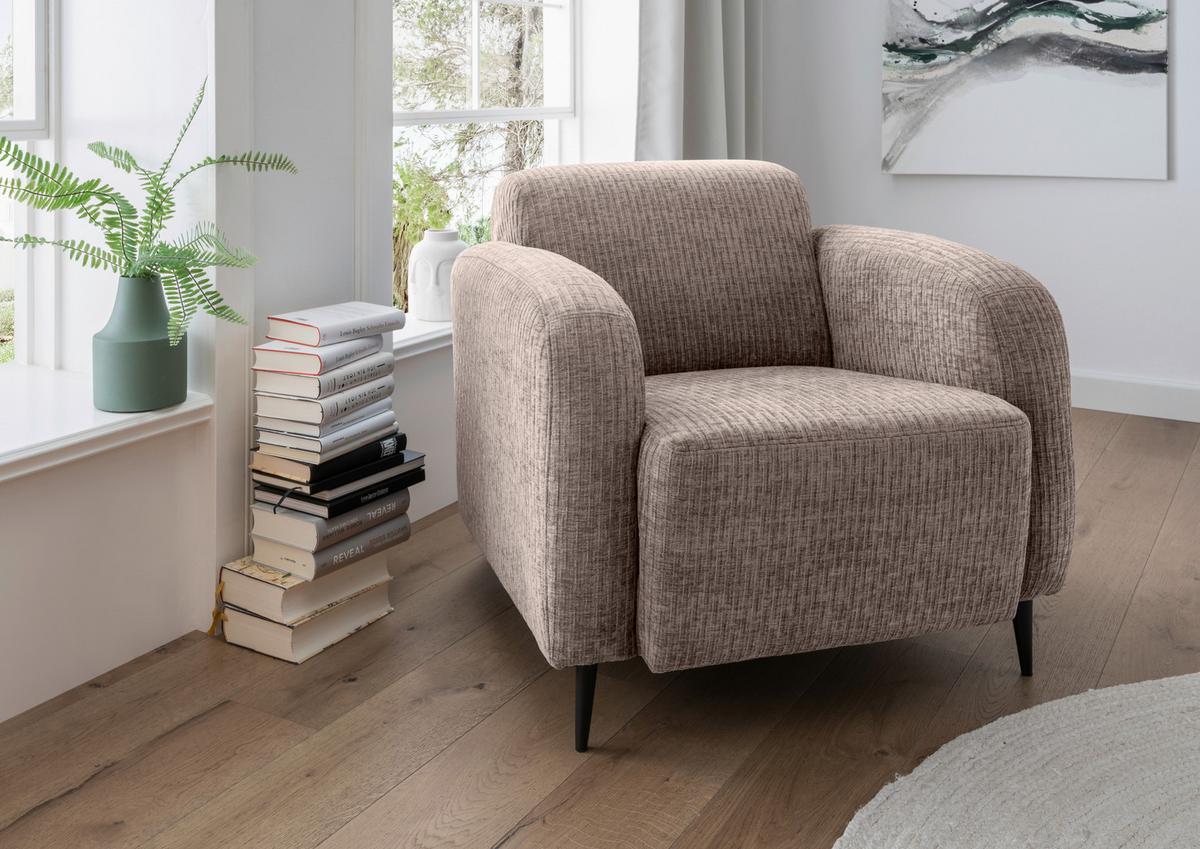 Polstersessel Mit Armlehnen Marone, Beige, B: 85 Cm - Beige/Schwarz, MODERN, Textil (85/76/90cm) - Livetastic