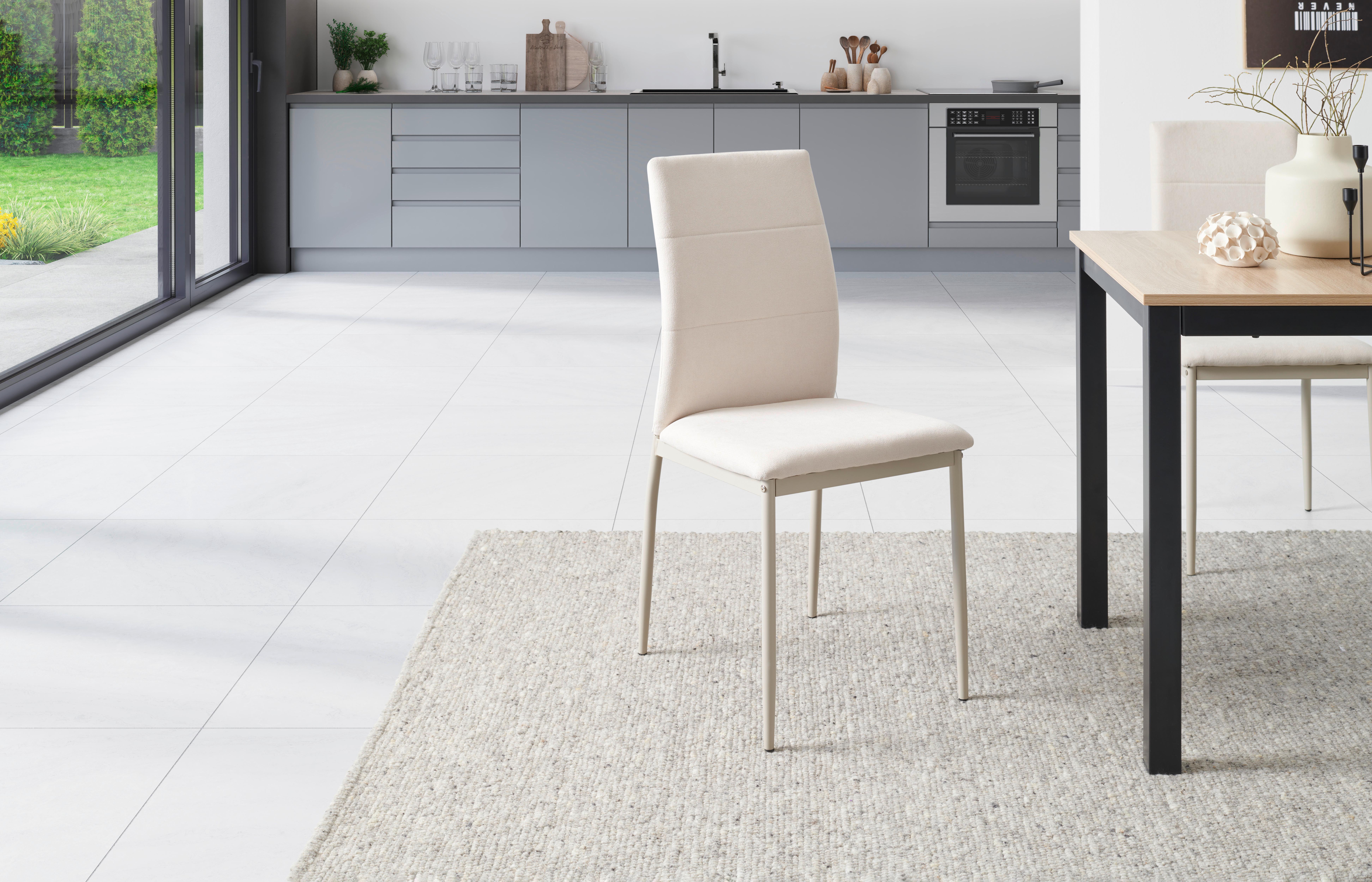 Vierfußstuhl Farina Webstoff Beige, B: 43 cm - Champagner/Beige, KONVENTIONELL, Textil/Metall (43/93/54cm) - MID.YOU