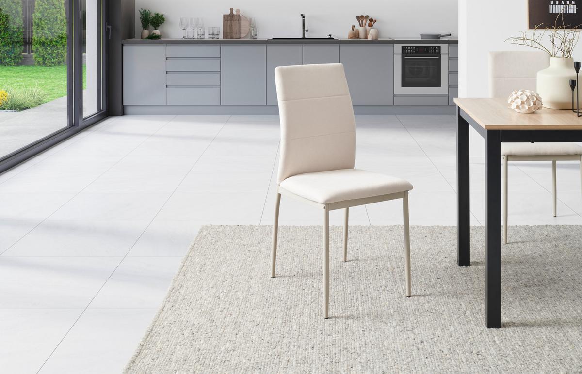 Vierfußstuhl Farina Webstoff Beige, B: 43 Cm - Champagner/Beige, KONVENTIONELL, Textil/Metall (43/93/54cm) - MID.YOU