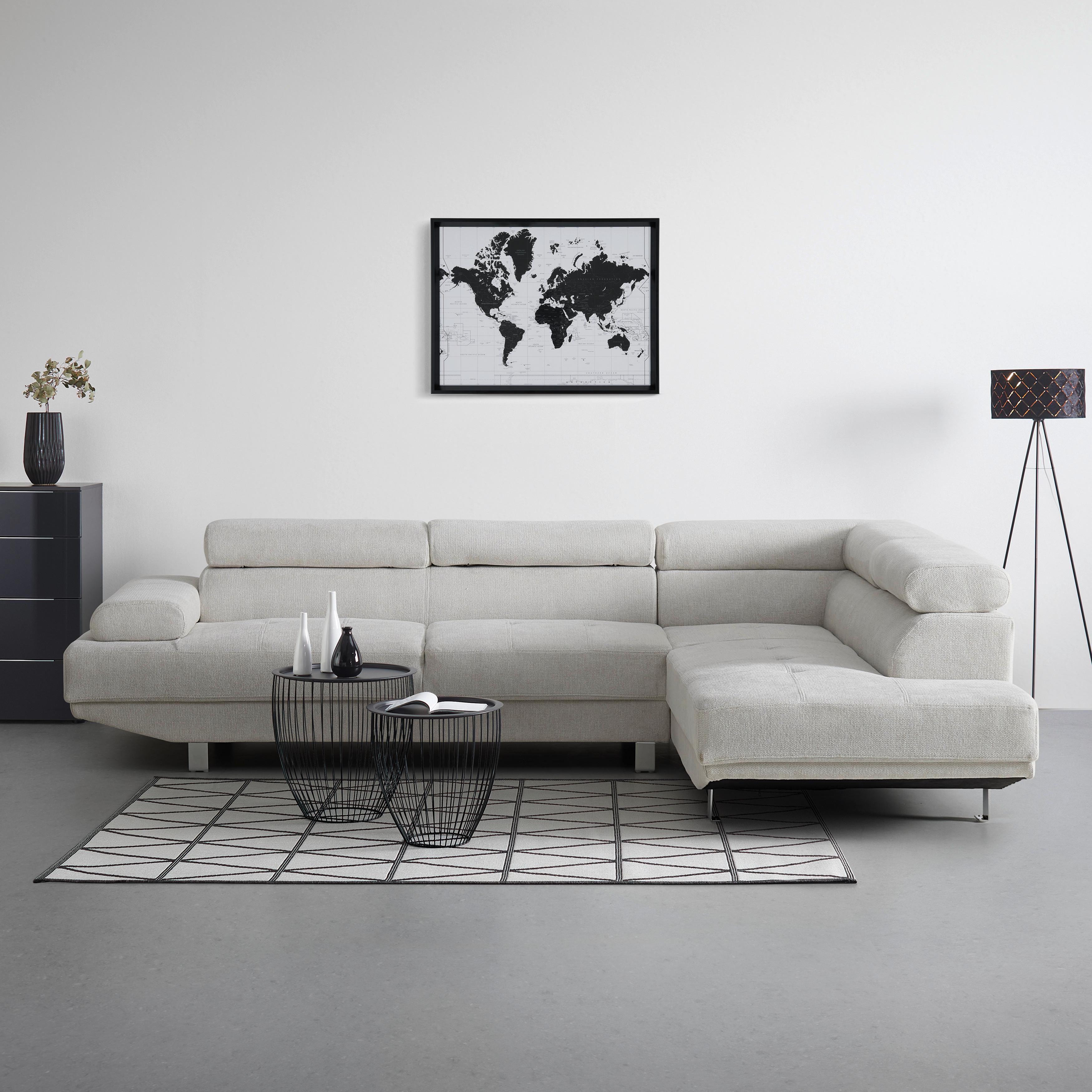 Sedací souprava EMELY, krémová - krémová/barvy nerez oceli, Moderní, kov/dřevo (267/70/195cm) - Bessagi Home