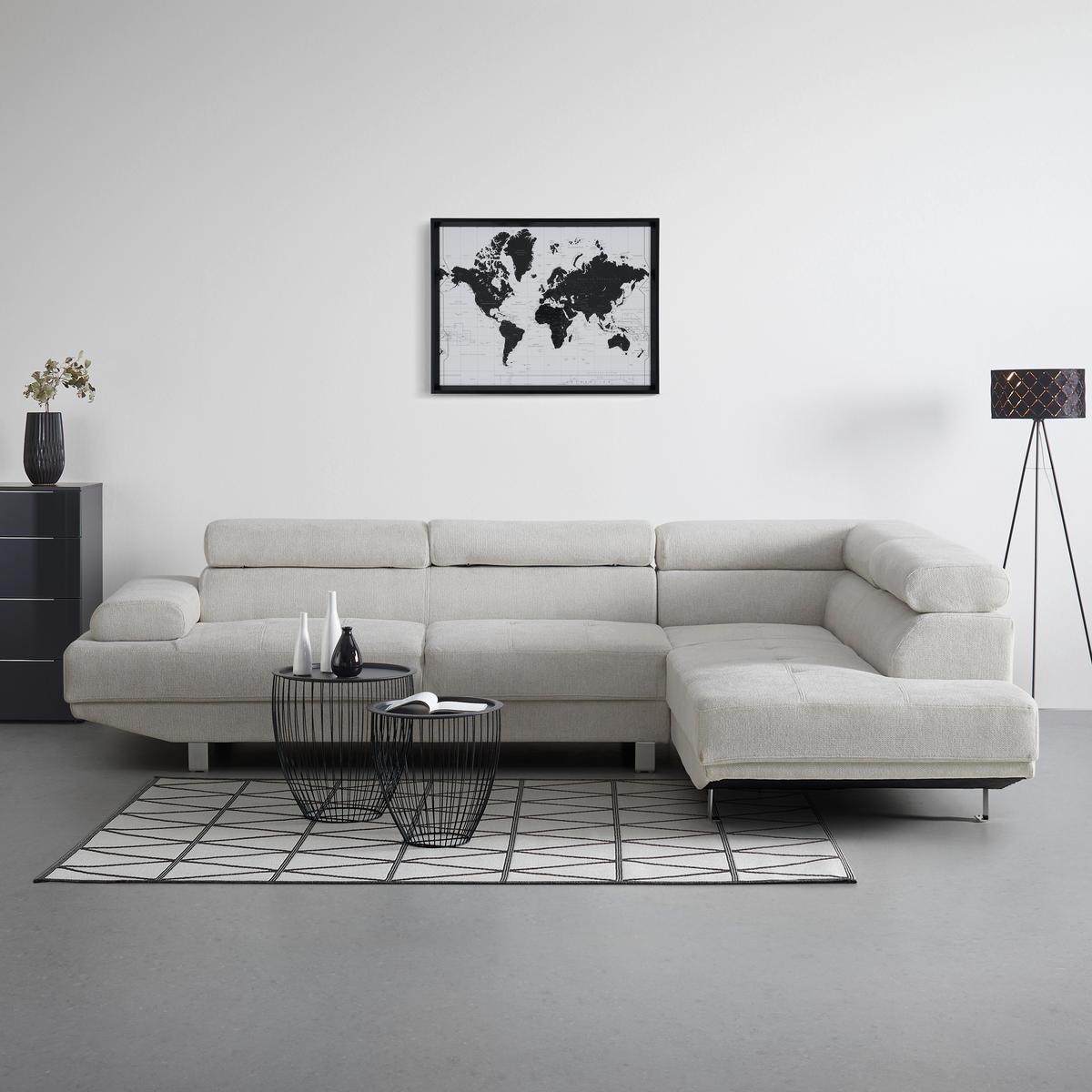 Sedací souprava EMELY, krémová - krémová/barvy nerez oceli, Moderní, kov/dřevo (267/70/195cm) - Bessagi Home