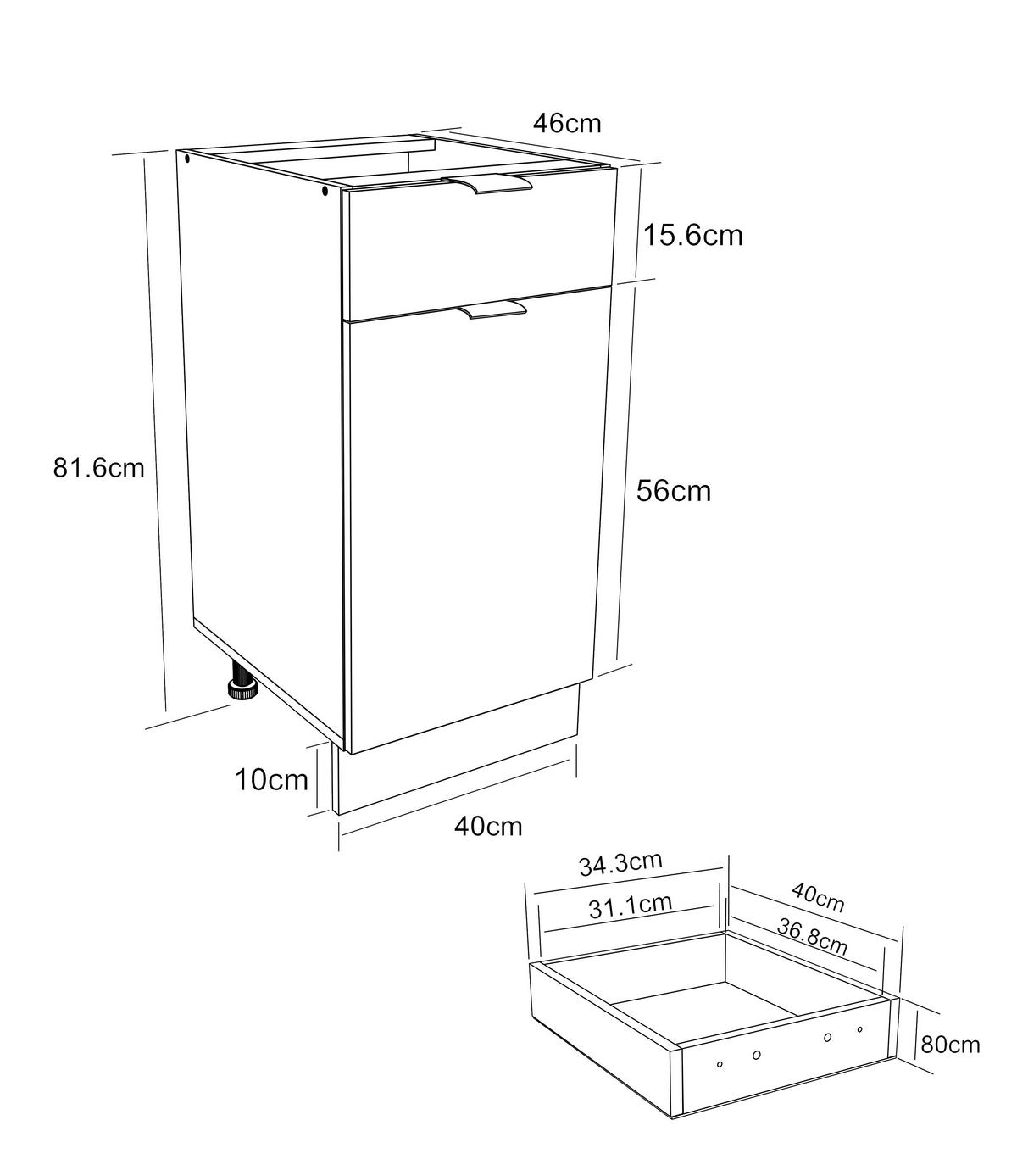 Küchenunterschrank Fasola Honigeiche/weiß B: 40 Cm - Honigeiche/Weiß, Trend, Holzwerkstoff (40/82/46cm) - MID.YOU