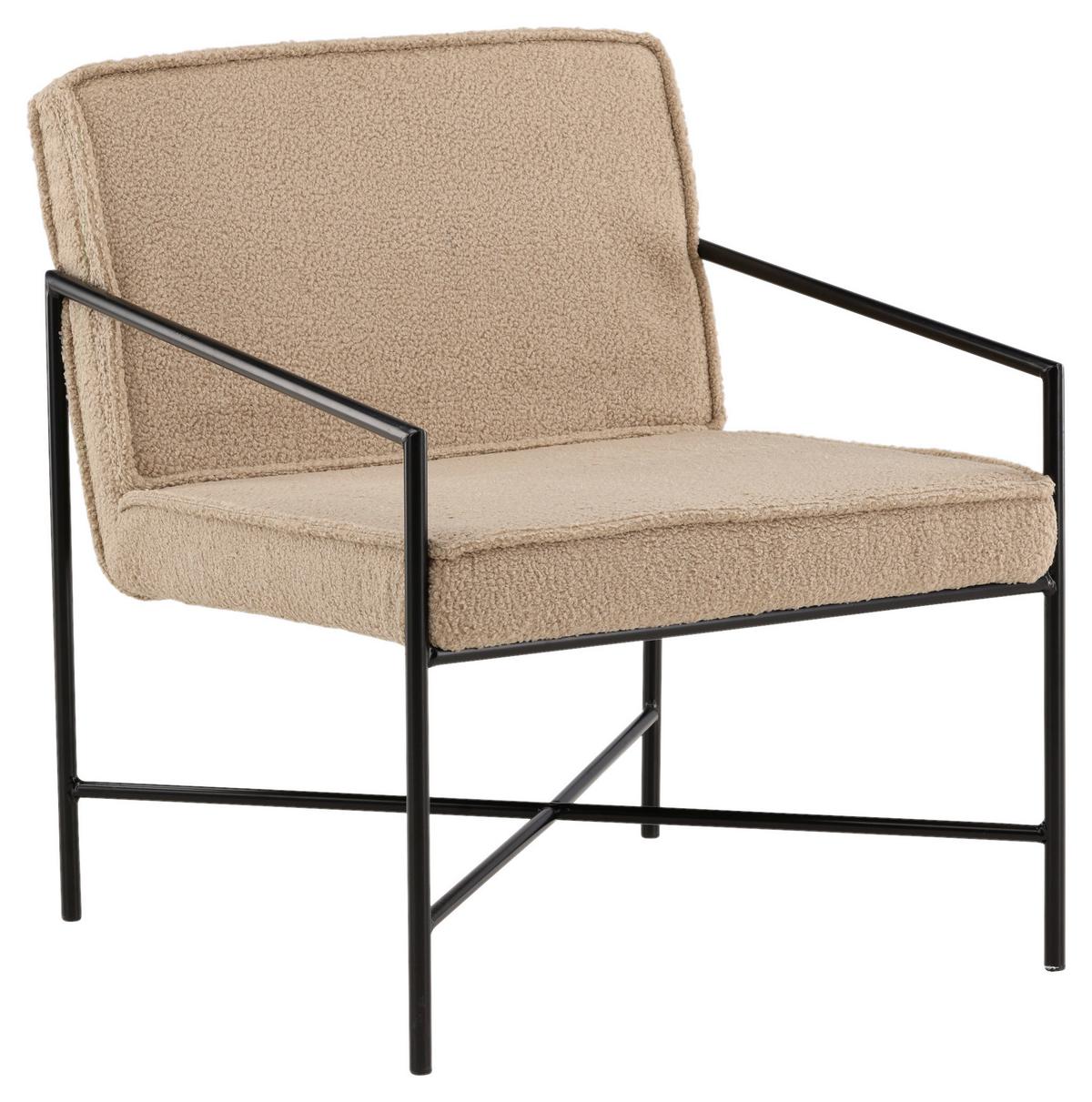 Sessel Rakel - Beige/Schwarz, Design, Textil/Metall (66/78/65cm) - Livetastic