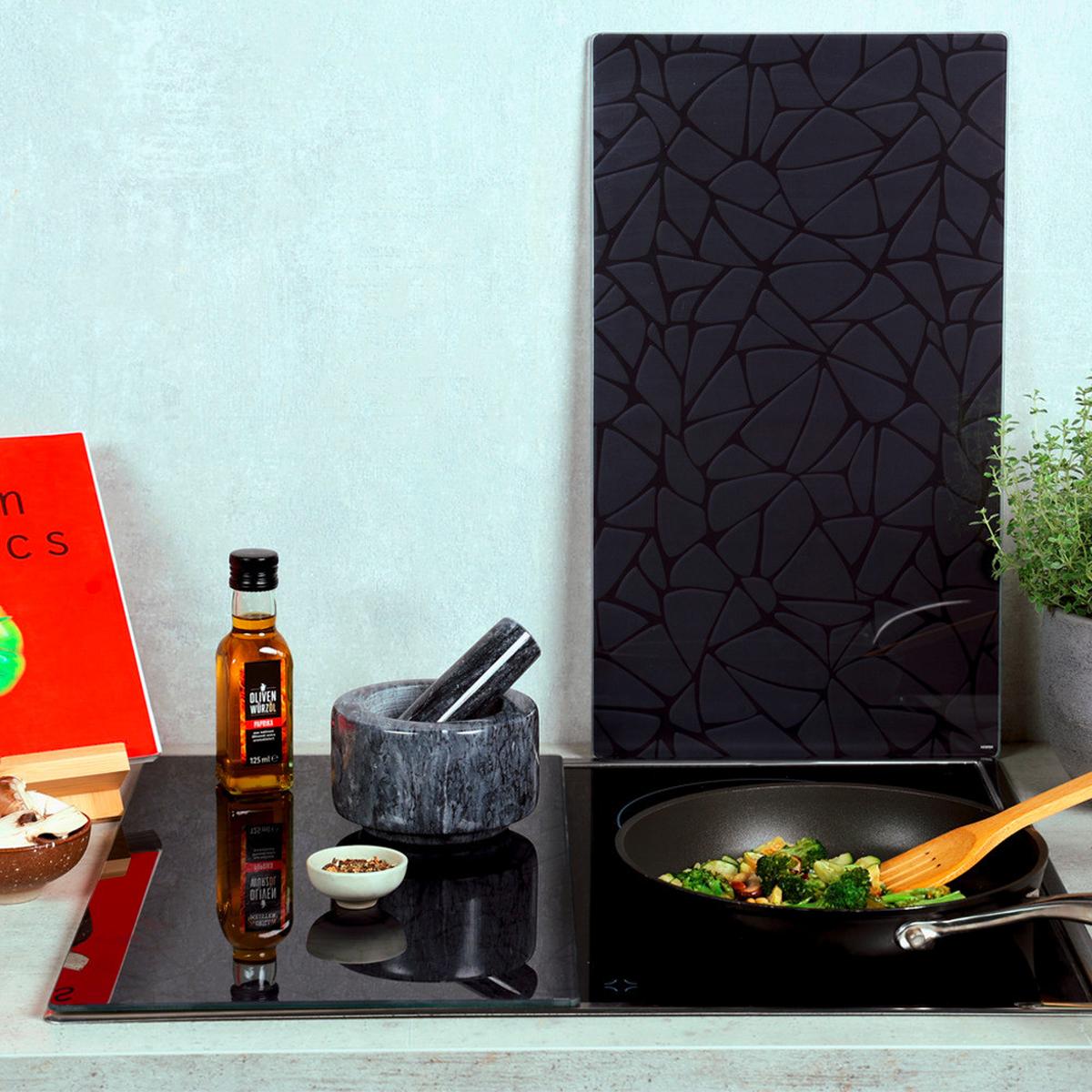 Herdabdeckplatte Schwarz/Mosaik B: 28,5 cm - Schwarz, Basics, Glas (50/28.5/0.4cm) - Kesper