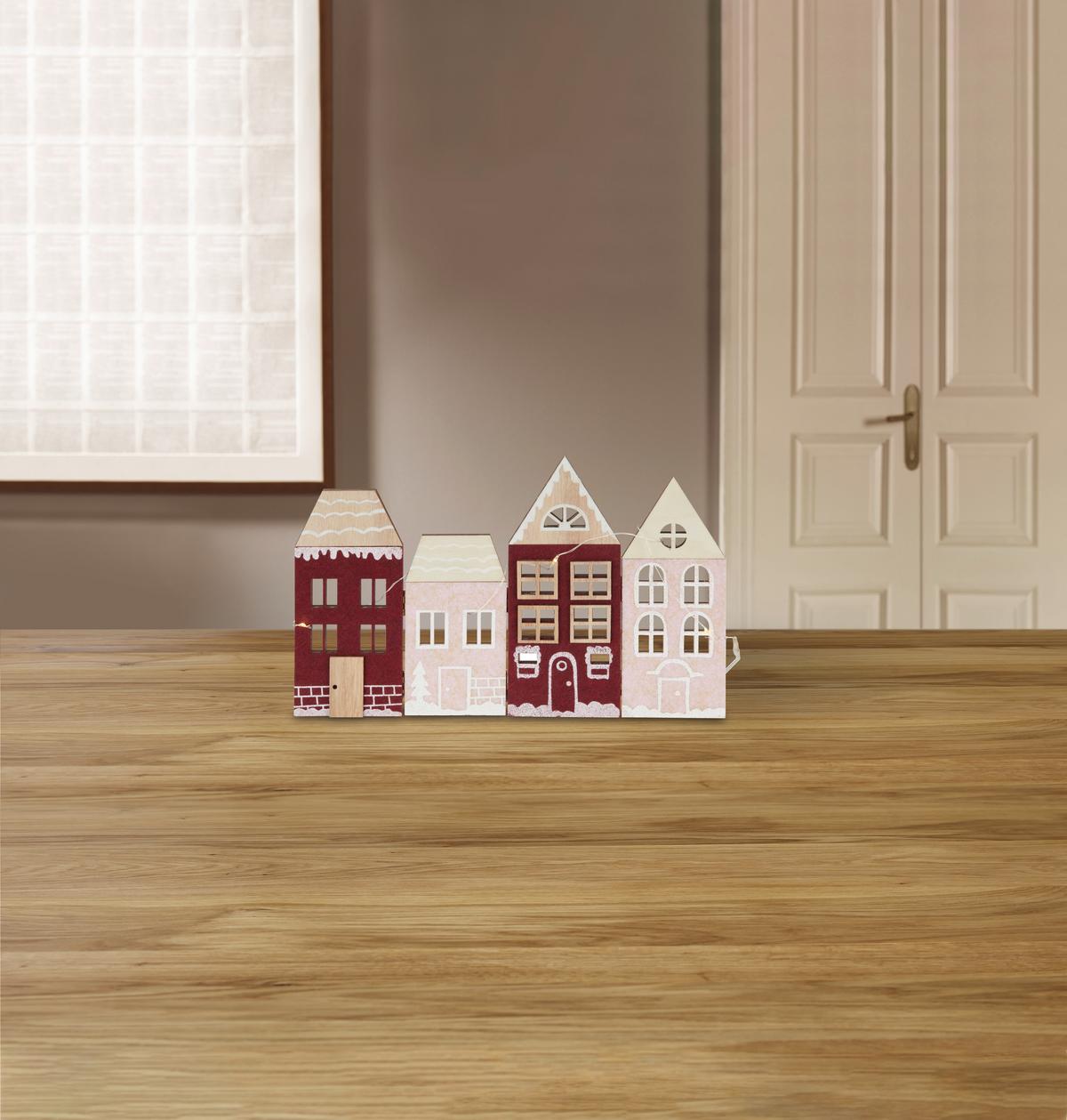 LED-DEKOLEUCHTE HOUSES - Pink/Rot, Basics, Holz (28,5/18/0,8cm) - James Wood