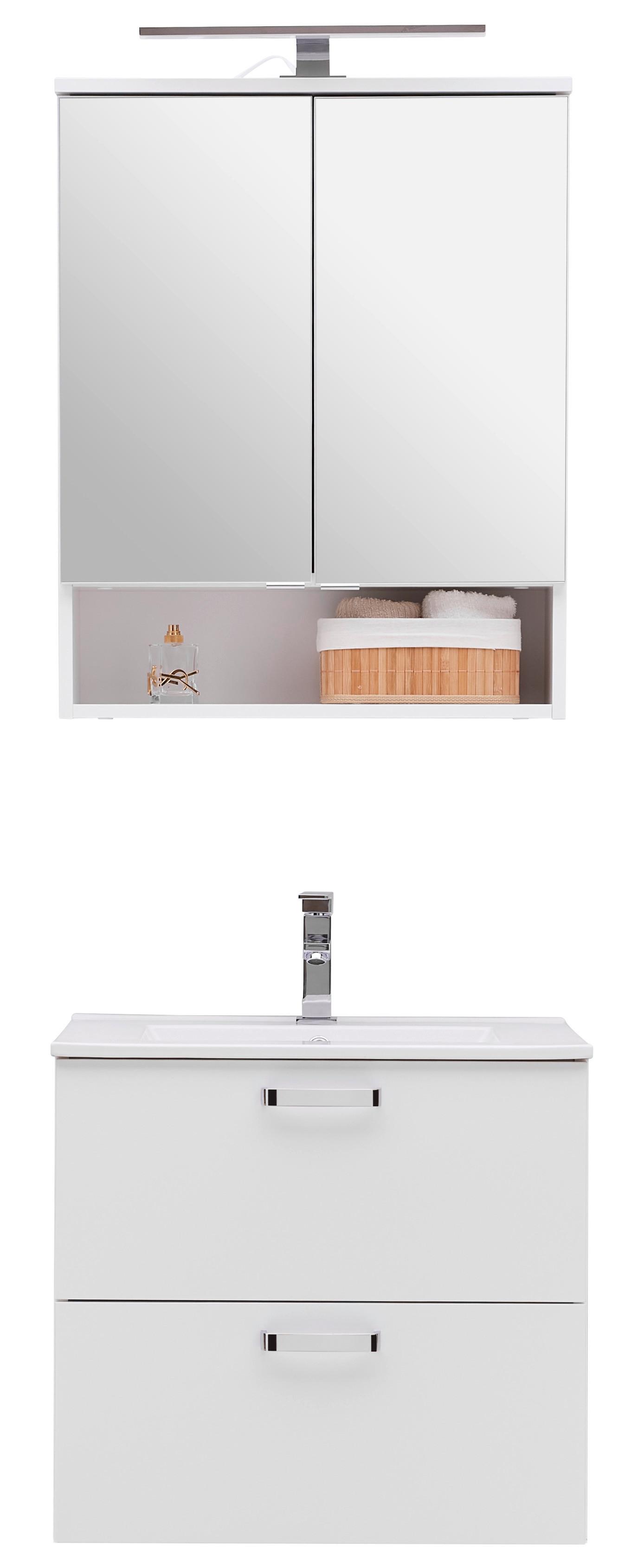 Badezimmer Fresh Weiß 3-teilig - Weiß, KONVENTIONELL, Holzwerkstoff (61/168,5/47cm) - Ondega