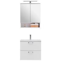 Badezimmer Fresh Weiß 3-teilig - Weiß, KONVENTIONELL, Holzwerkstoff (61/168,5/47cm) - Ondega