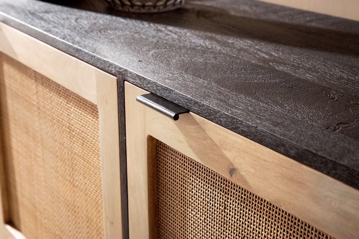 Sideboard Schwarz/Braun, B: 175 cm - Hellbraun/Schwarz, LIFESTYLE, Holz (175/75/45cm) - MID.YOU