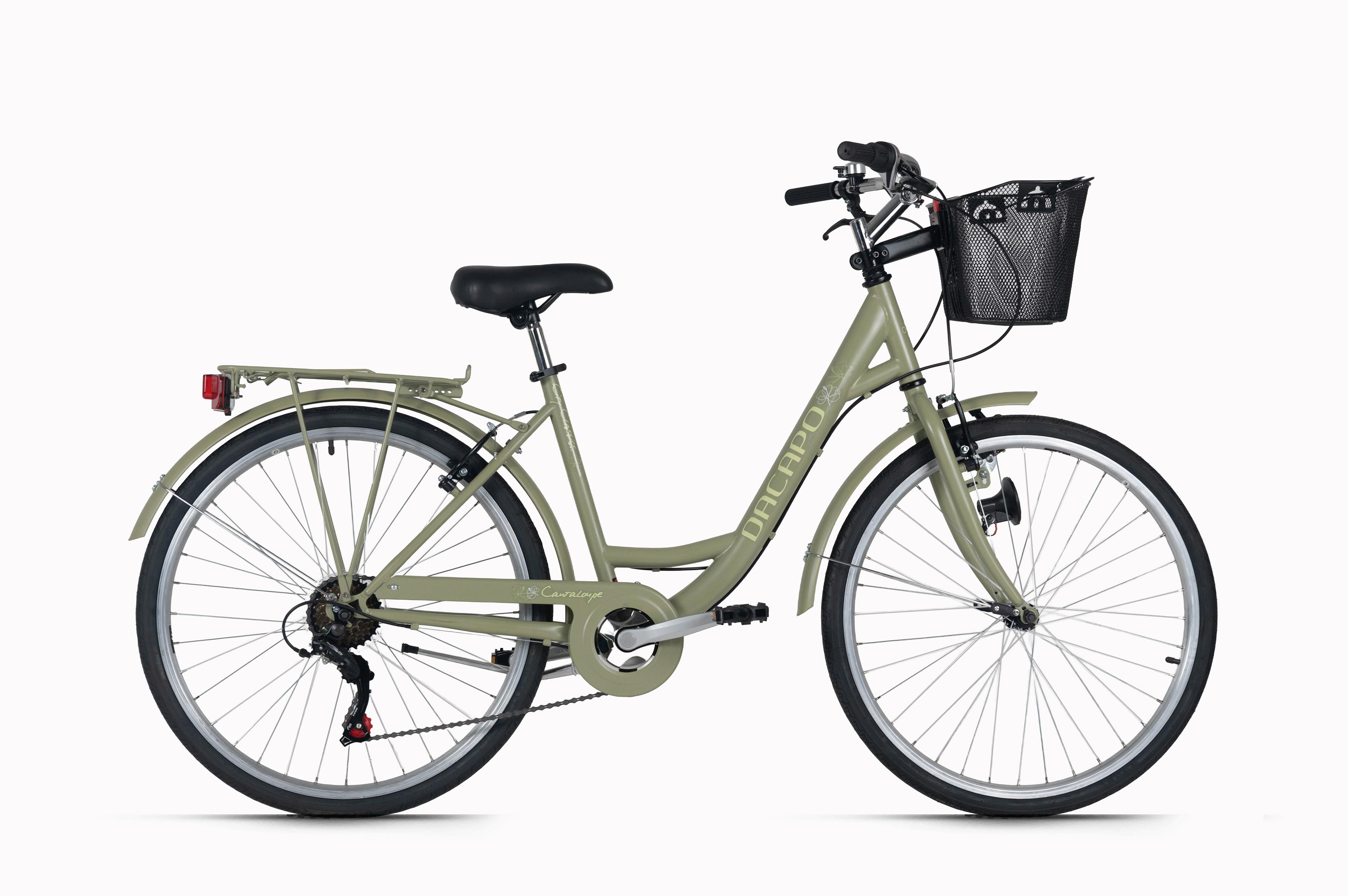 Citybike 26'' mit Korb DaCapo Canaloupe khaki - Cappuccino, LIFESTYLE, Metall (25/140/60cm)