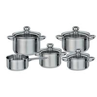 Kochtopfset Edelstahl, 5-teilig - Klar/Edelstahlfarben, Basics, Glas/Metall - GSW