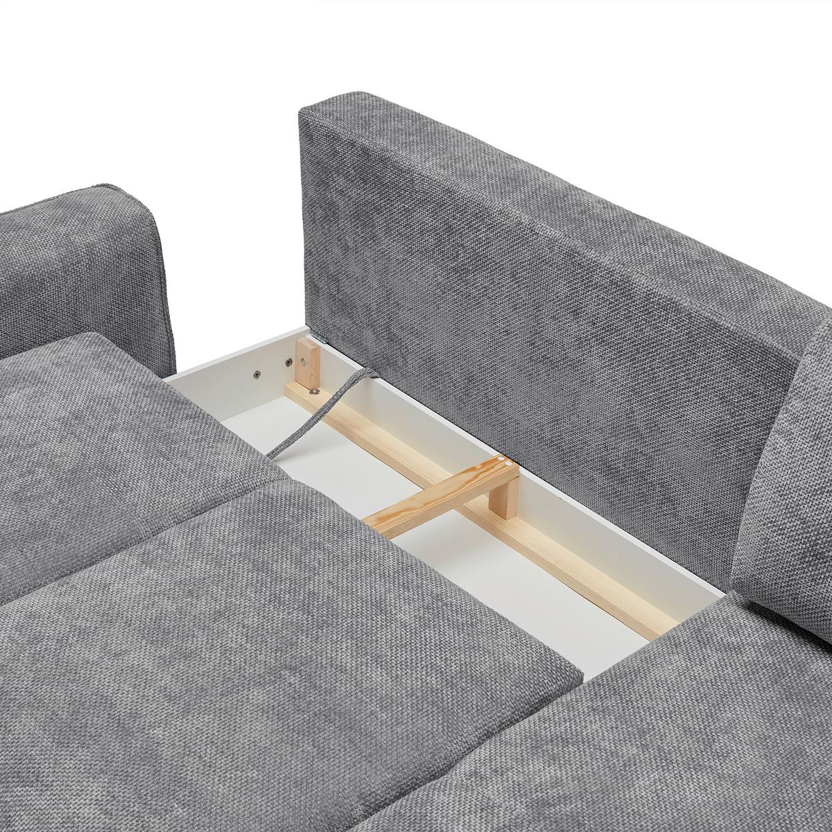 Rohová sedačka CUSTOM, pravá, šedá žinylka - šedá/černá, Moderní, kov/textil (255/164cm) - Mömax