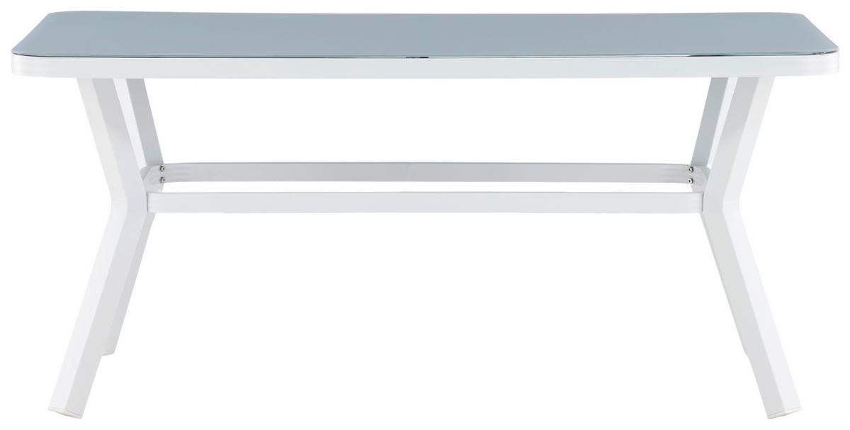 Gartentisch Virya - Weiß/Grau, KONVENTIONELL, Glas/Metall (160/90/74cm) - Gardenson