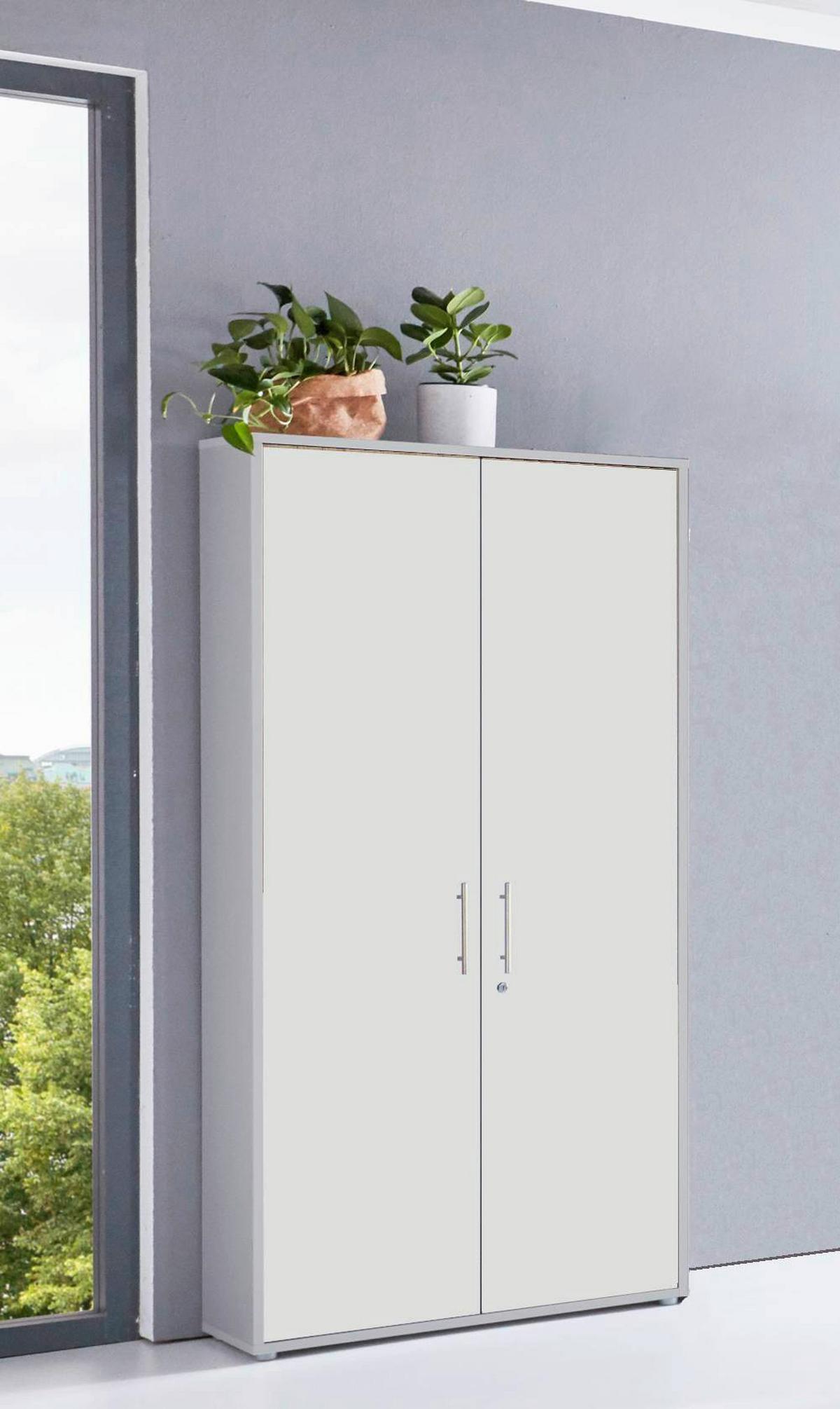 Aktenschrank Office Edition Weiß, Grau B: 84,4cm - Weiß/Grau, MODERN, Holzwerkstoff (84,4/185,6/33cm) - MID.YOU