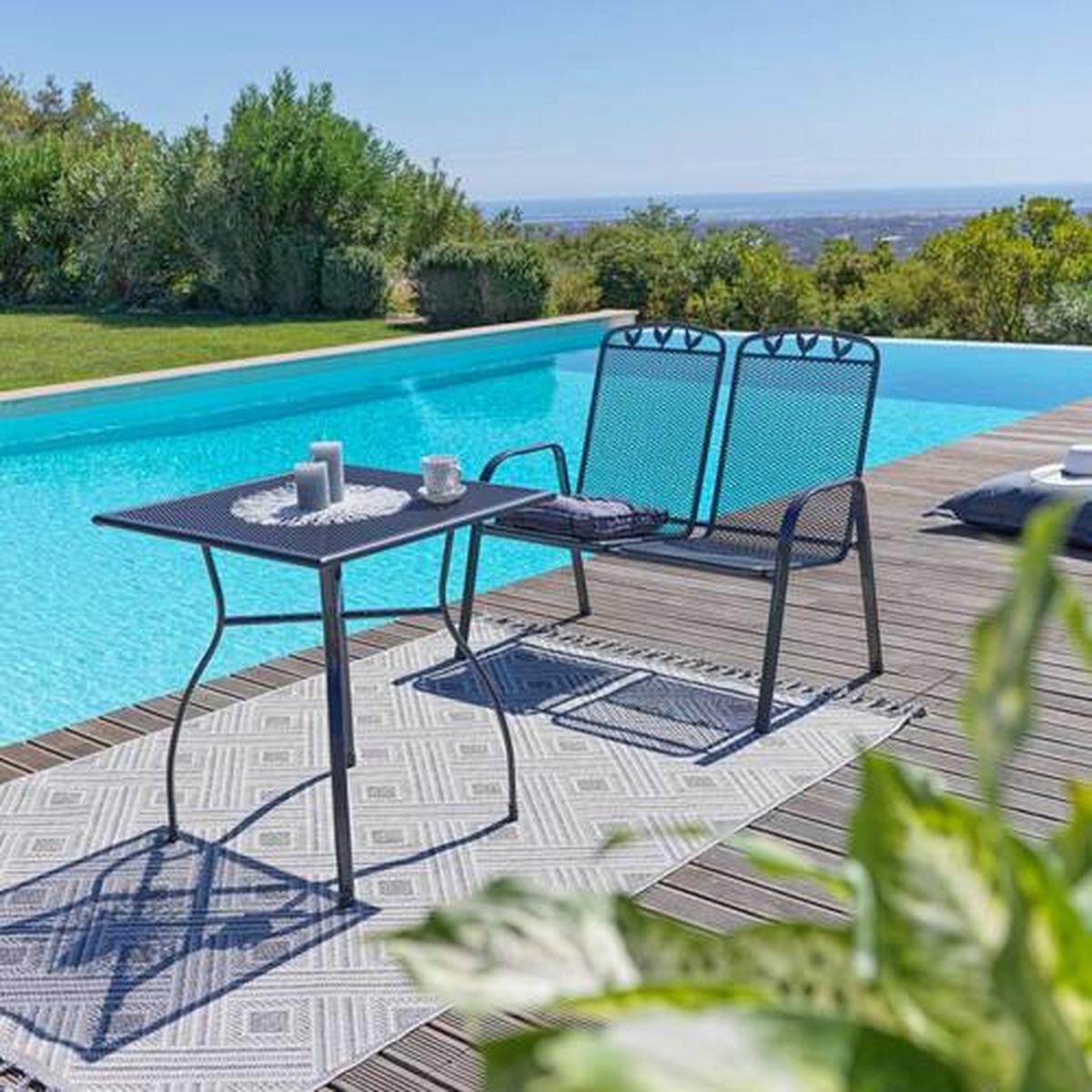 Gartenbank Metall 2-sitzer Toulouse Mit Armlehnen - Grau, MODERN, Metall (108/98/61cm) - Luca Bessoni