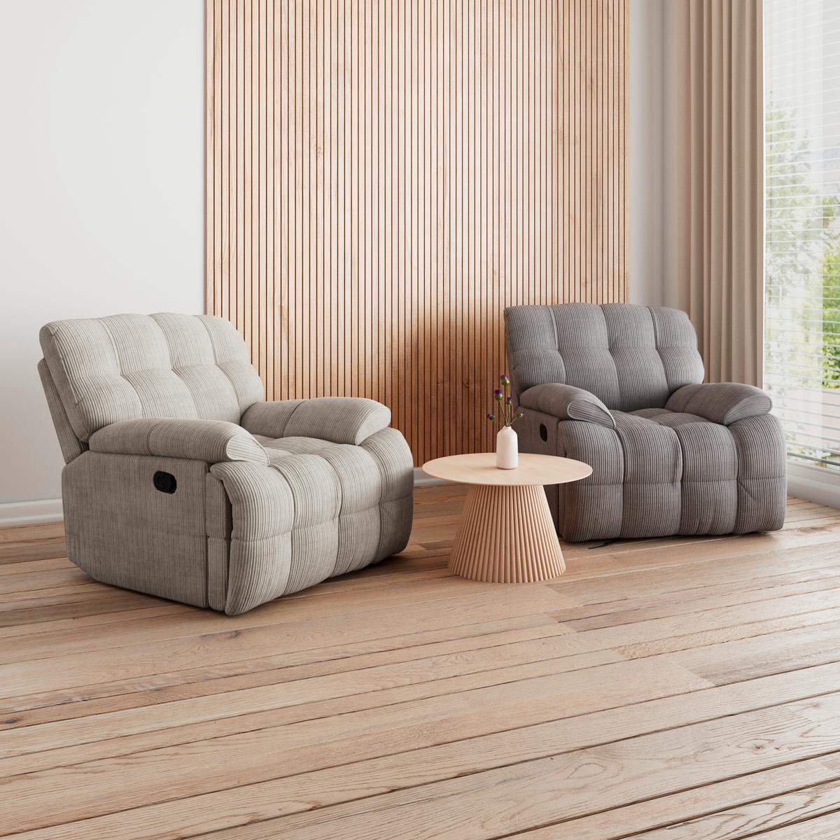 Relaxační křeslo NATALIE, šedá - šedá/černá, Moderní, kov/dřevo (98/94/106cm) - Bessagi Home