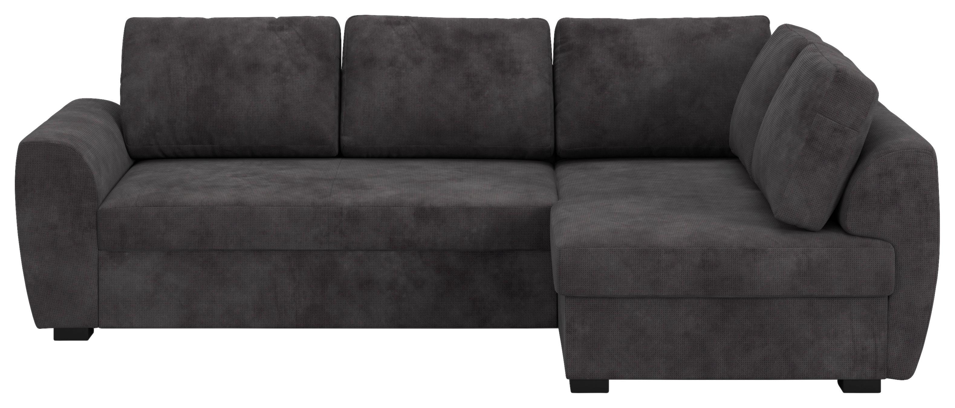 Ecksofa mit Bettfunktion Drift Microfaser schwarz, B: 253cm - Schwarz, Trend, Textil (253/154cm)