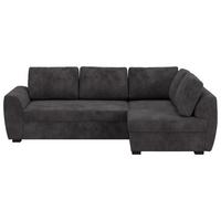 Ecksofa mit Bettfunktion Drift Microfaser schwarz, B: 253cm - Schwarz, Trend, Textil (253/154cm)