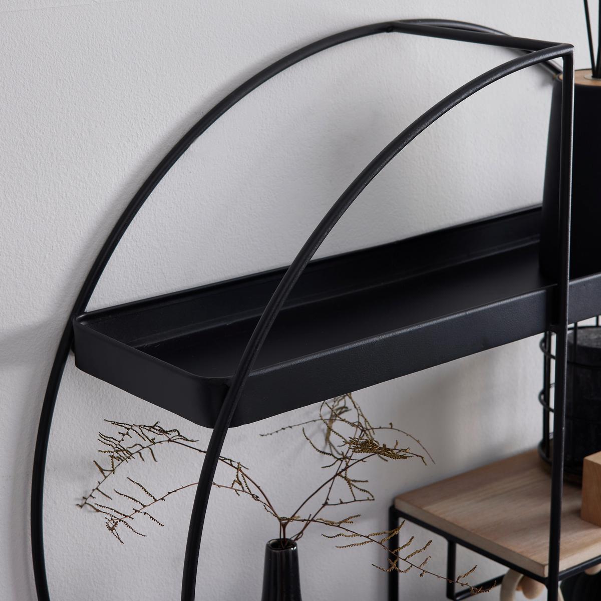 Nástěnný regál LELIA - černá/přírodní barvy, Moderní, kov/dřevo (60/60/16,5cm) - Bessagi Home