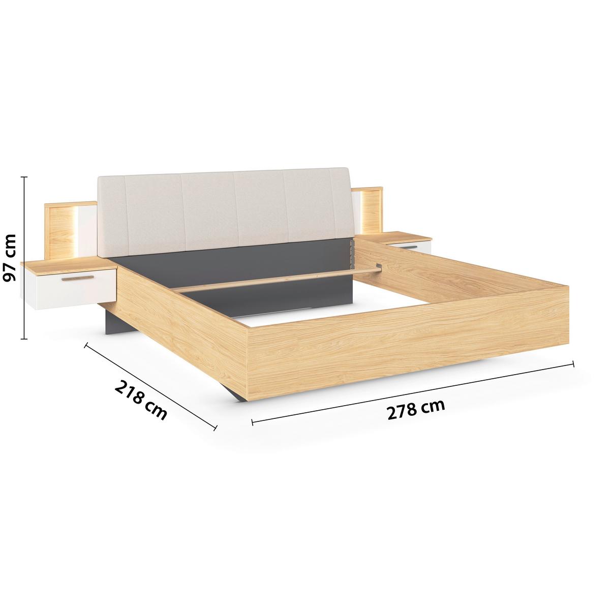 Bettanlage Calisto - Eichefarben/Weiß, KONVENTIONELL, Holzwerkstoff/Textil (180/200cm) - James Wood