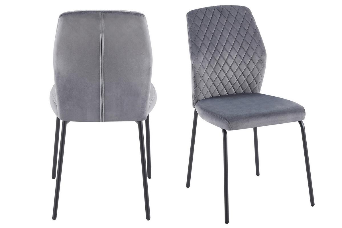 Stuhl-set Grau B: 46,5 Cm - Schwarz/Grau, MODERN, Textil/Metall (46,5/92/56,5cm) - Livetastic