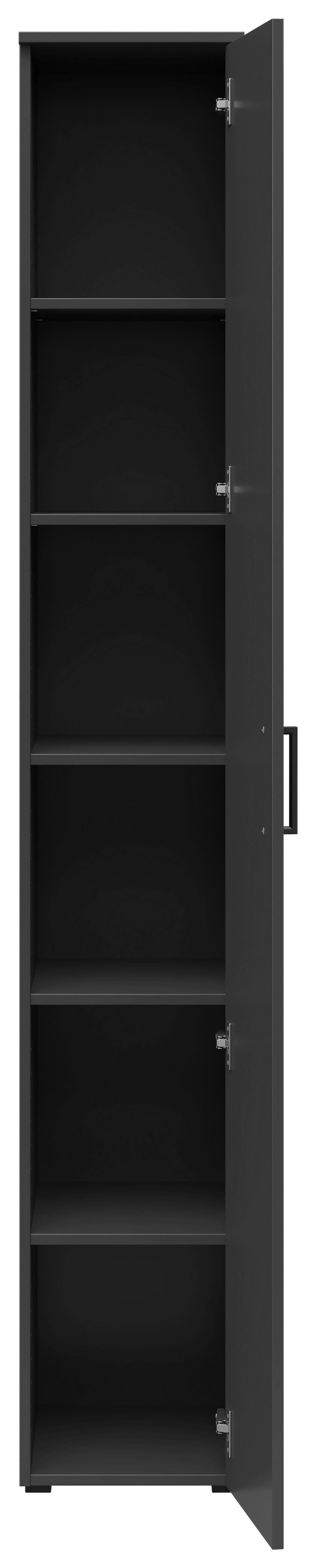 Skříň Cabinet š: 30 cm - černá/barvy grafitu, Moderní, kompozitní dřevo/plast (30/195/40cm)