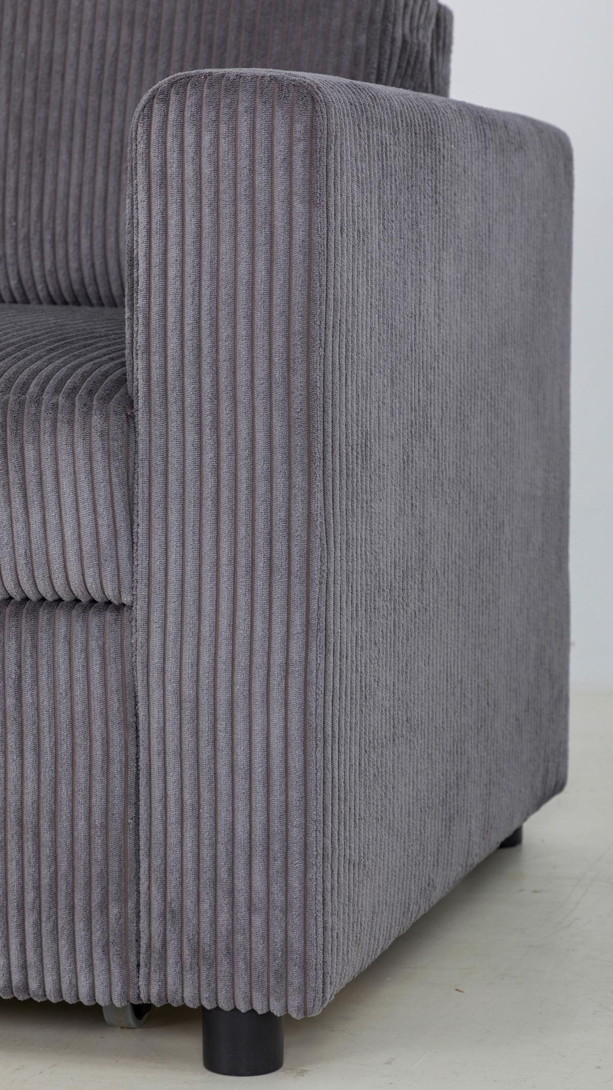 Ecksofa Mit Schlaffunktion Paris Anthrazit Cord 215x145cm - Anthrazit/Schwarz, Basics, Holz/Holzwerkstoff (215/145cm)
