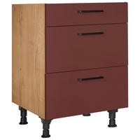 Schubkastenunterschrank Easytouch - Eichefarben/Rot, MODERN, Holzwerkstoff (60/87/56cm) - Nobilia